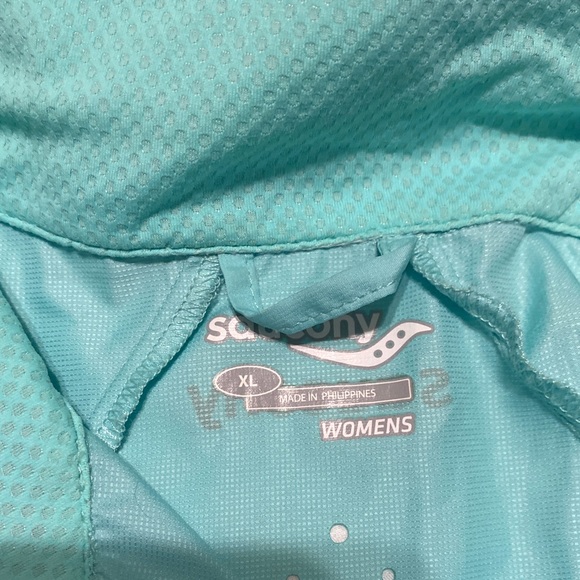 Saucony Full Zip Running Light Blue / Teal Lightweight Jacket Run Boston 2015 XL - Picture 8 of 11